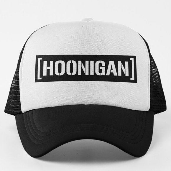 NEW Hoonigan Foam Trucker Mesh Snapback Hat 2-TONE BLACK WHITE - Picture 1 of 3